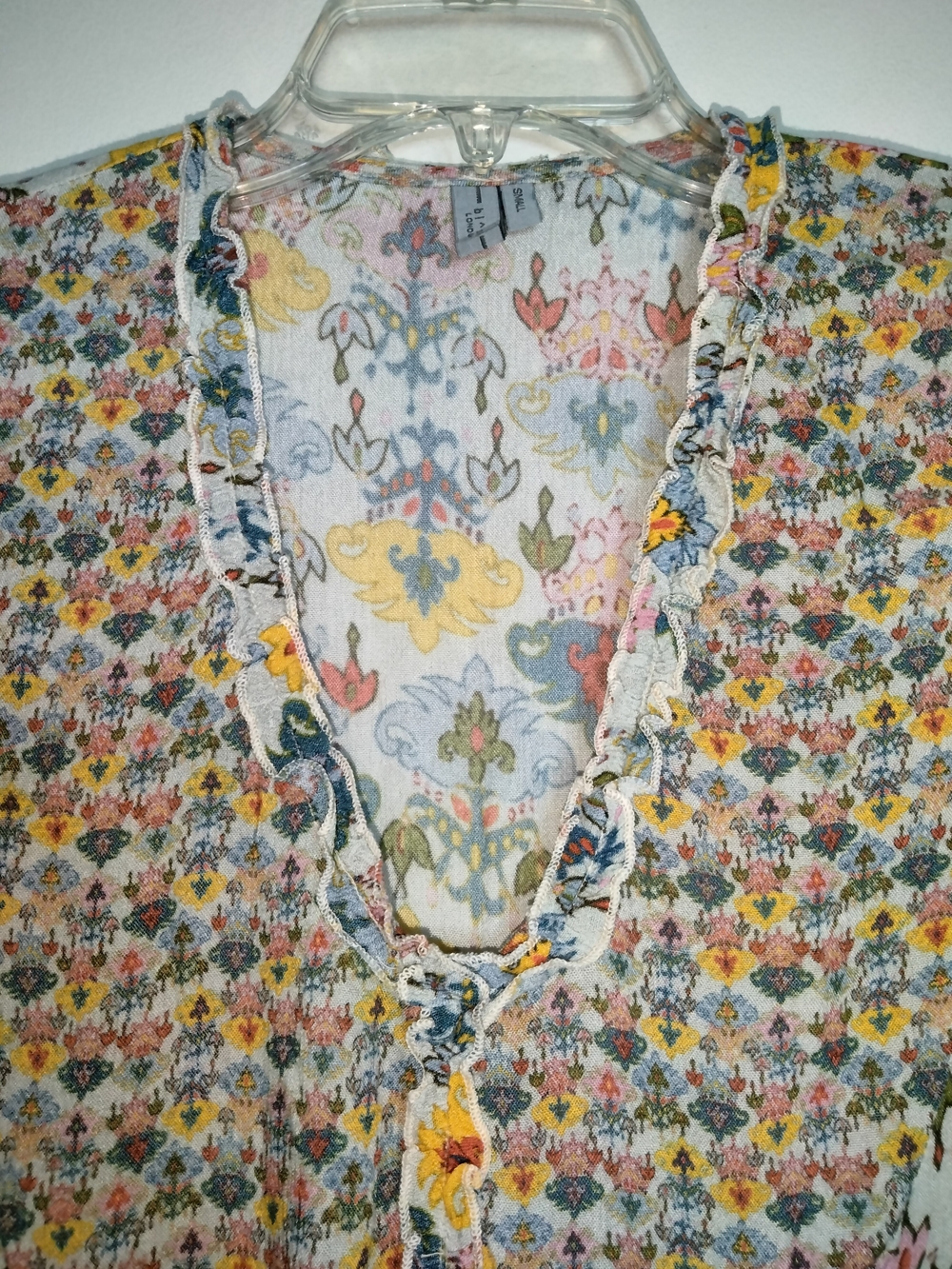 Blank London (Size S) Multicolored Floral V-Neck Long Sleeve Tunic Midi Dress - Picture 3 of 13